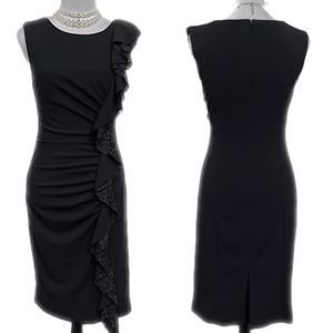 EUC - Tracy Reese Lace Ruffle Ruched Shift Dress